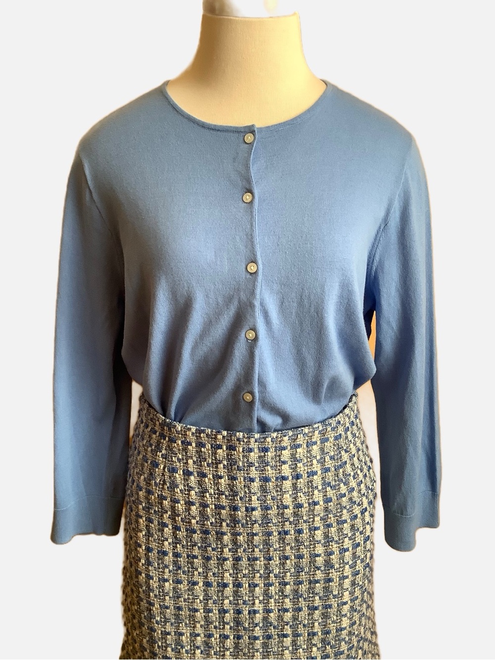 Chaps Light Blue Button Front Sweater NWT XL Knit Cardigan